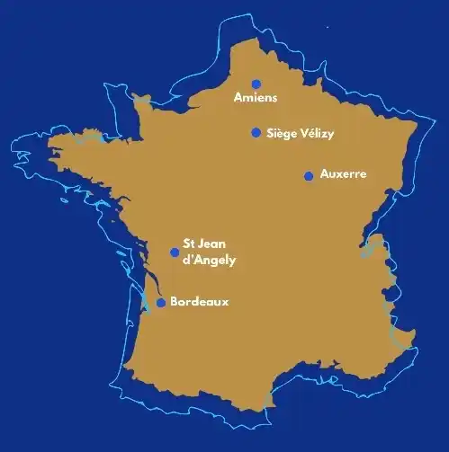 Carte de France des implantations de TEC-Tout en Couleurs