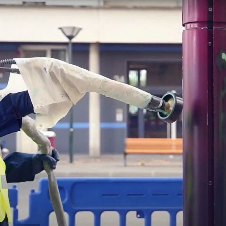 Photo d'intervention de remise en peinture électrostatique