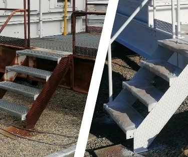 Pose de peinture anticorrosion sur escalier metal