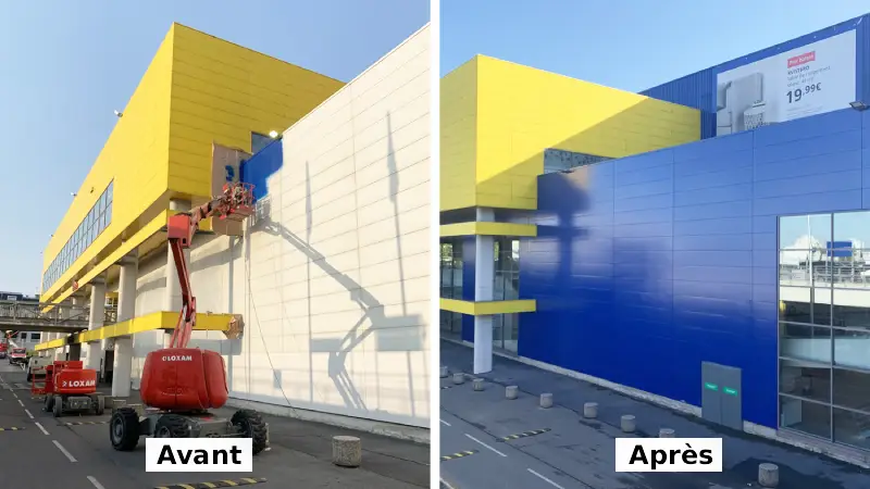 peinture-electrostatique-bardage-enseigne Avant/Après peinture électrostatique bardage de magasin